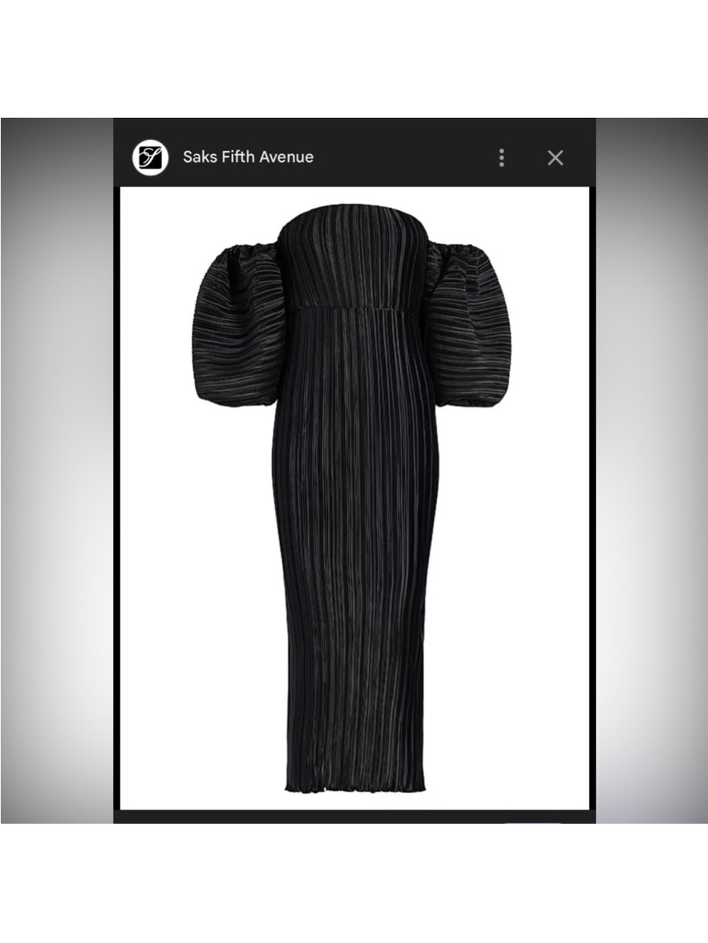 L’Idee Strapless Black Pleated Midi Dress with Statement Puff Sleeves - Picture 2 of 6